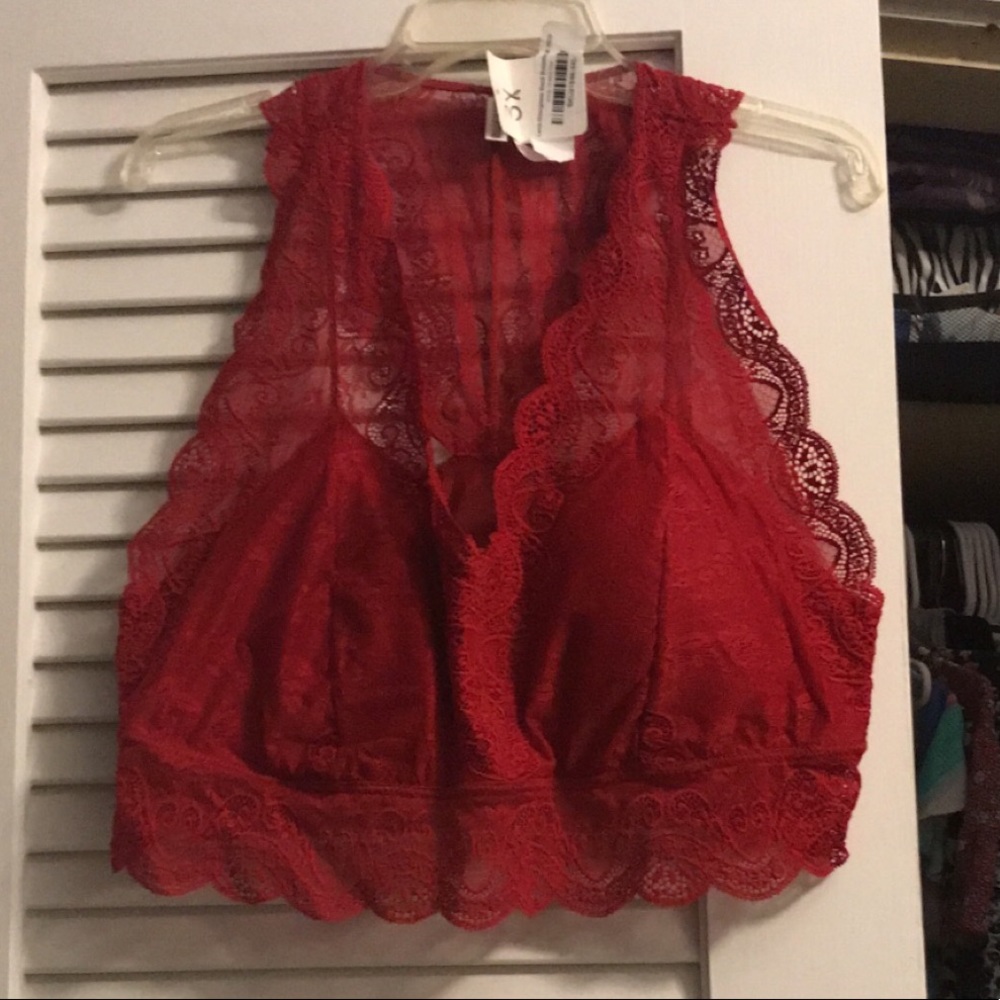 Red Lace Bralette Size 3X